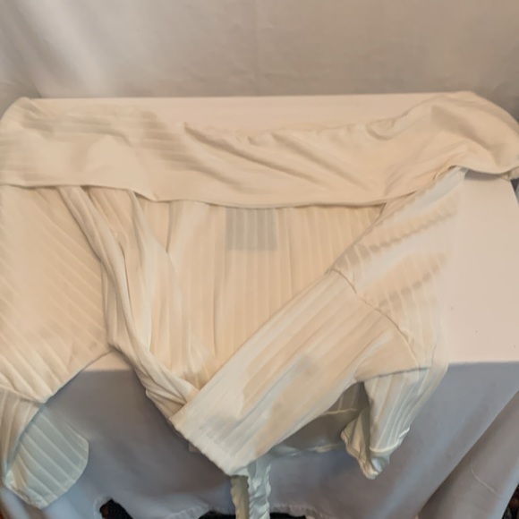 Fashion nova off shoulder cream off white ribbed bodysuit, 3/4 sleeves NWT 2XL - Picture 14 of 15